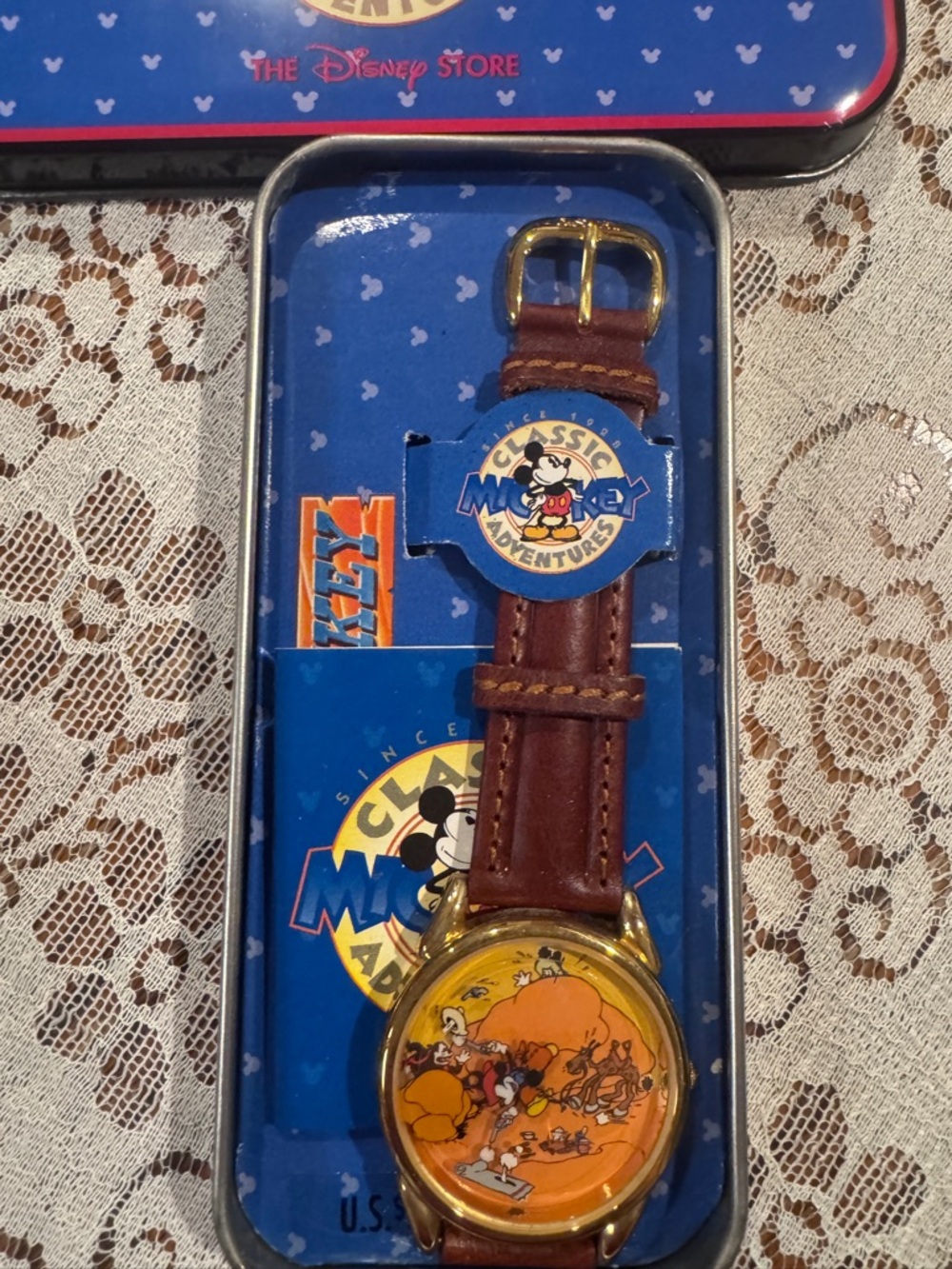 Fossil Brown Leather Strap Mickey Mouse Classic Adventure Watchm